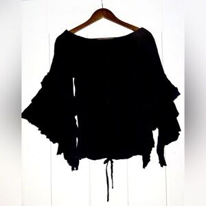 Jaded Gypsy Maia WC Crop Top Women O/S Bell Shaped Sleeve Boho Flirty Hippie NEW